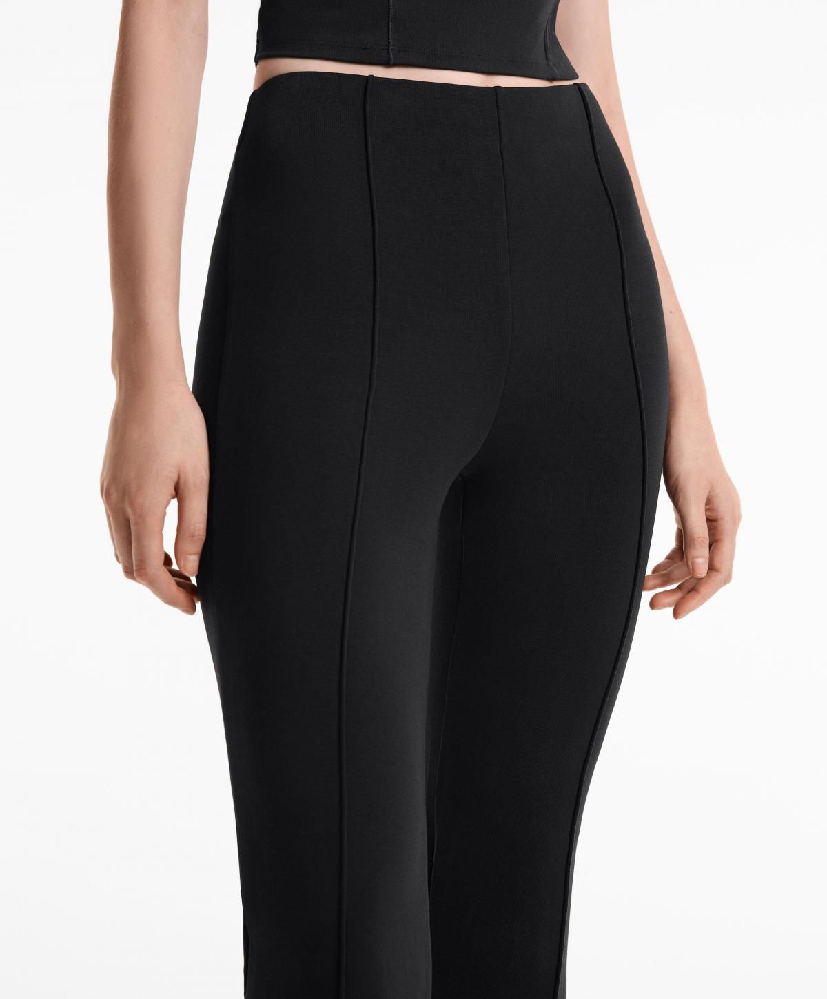 오이쇼 코튼 혼방 하이라이즈 플레어 크롭 팬츠 3377/308 BLACK - 상세 이미지 5