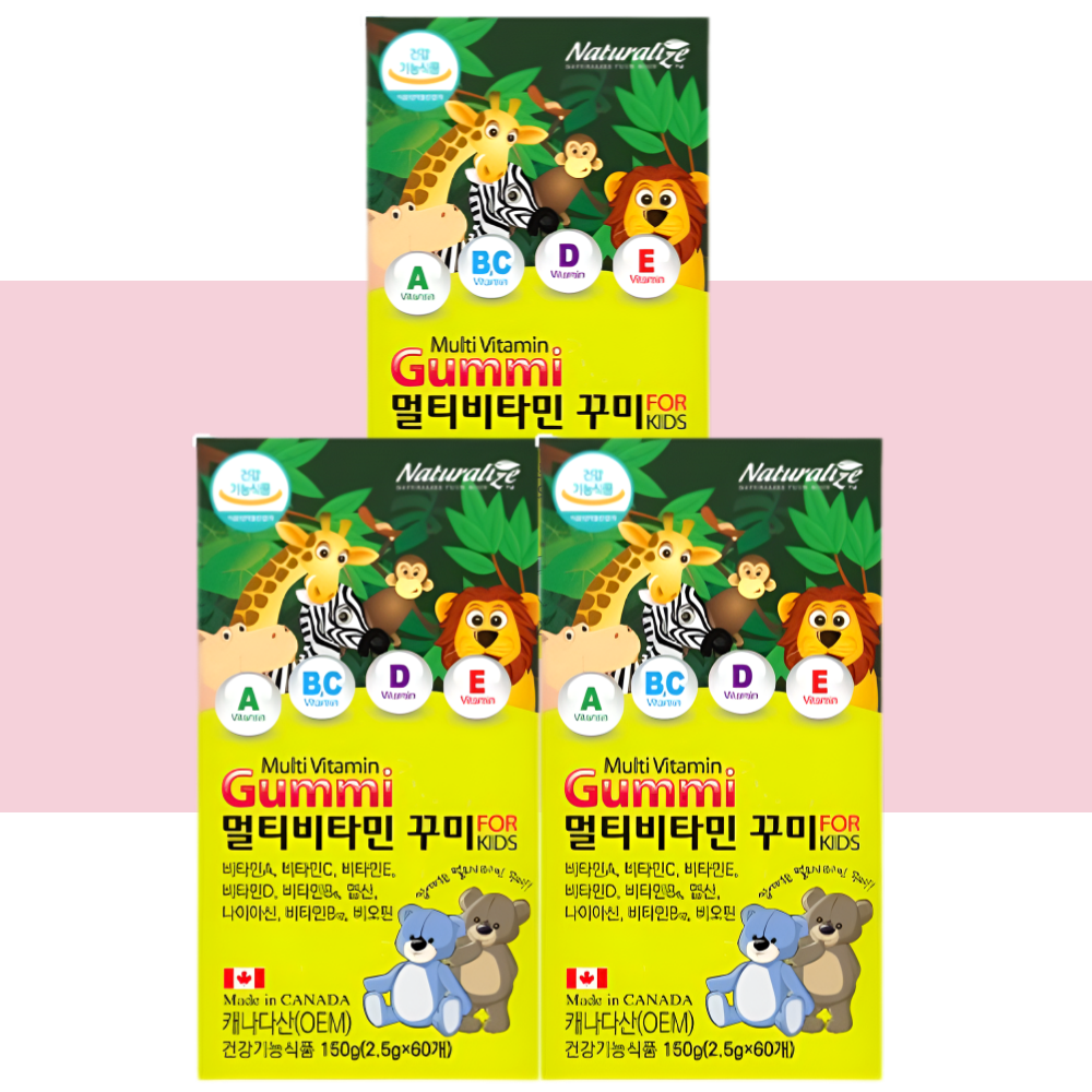 네추럴라이즈 멀티비타민 키즈 젤리 꾸미 사과딸기맛 60구미X3개