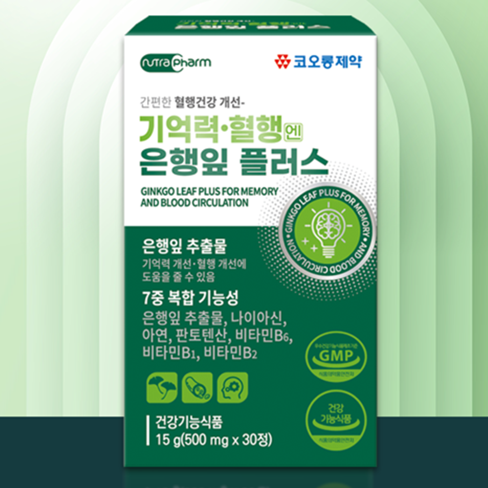 코오롱제약 기억력 혈행 징코 은행잎 추출물 30정 3박스 3개월 나이아신 판토텐산 비타민B - 상세 이미지 2
