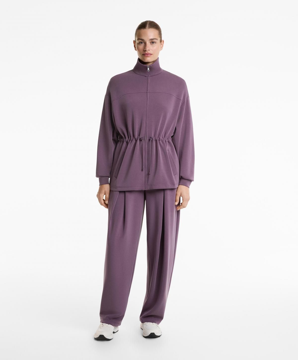 오이쇼 모달 소프트 하이넥 롱 집업 재킷 4913/791 LILAC - 상세 이미지 4