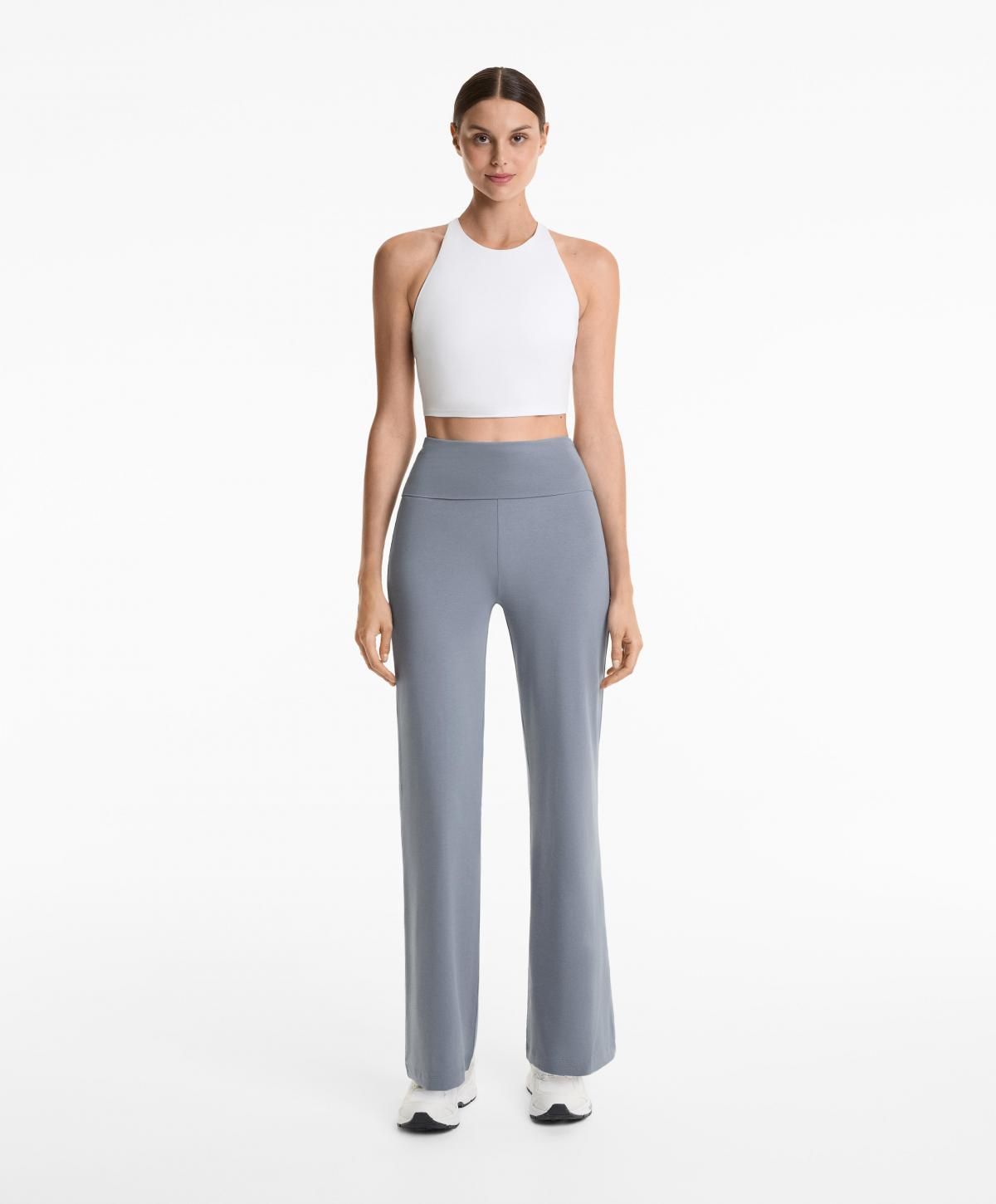 오이쇼 코튼블렌드 폴드오버 플레어 팬츠 3359/739 MIDGREY-BLUE - 상세 이미지 2