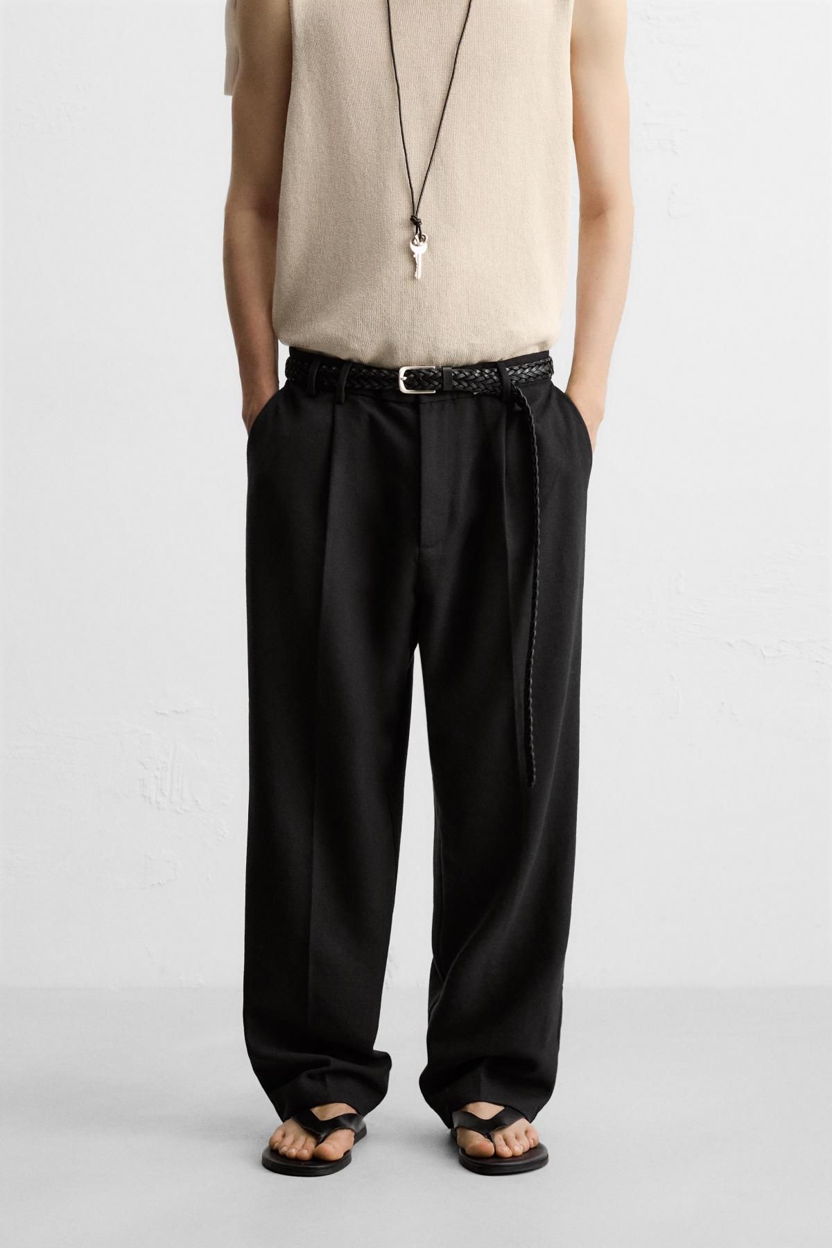 자라 벌룬핏 플리츠 팬츠 7484/144 BLACK