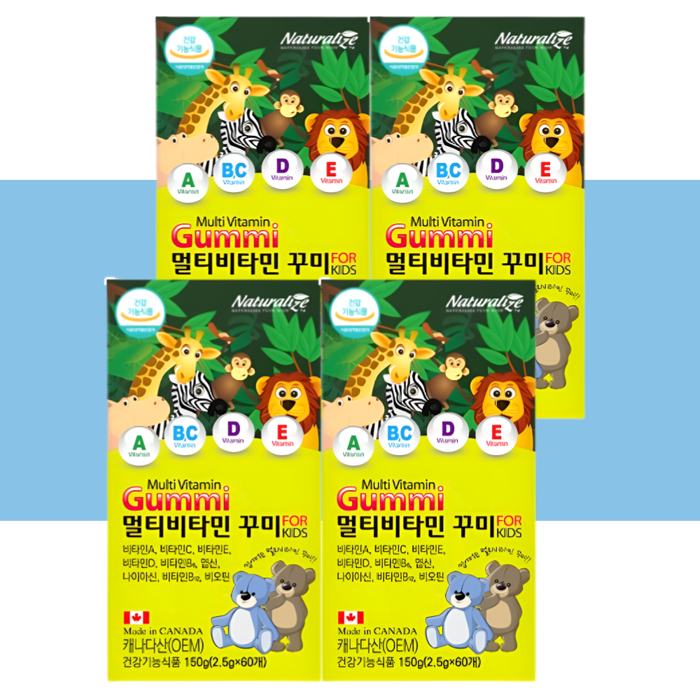 네추럴라이즈 꾸미 멀티비타민 어린이 젤리 사과딸기맛 60구미X4박스