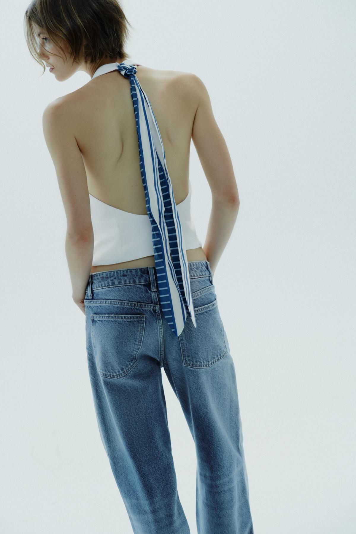 자라 홀터넥 스카프 베스트 2010/806 WHITE - 상세 이미지 4