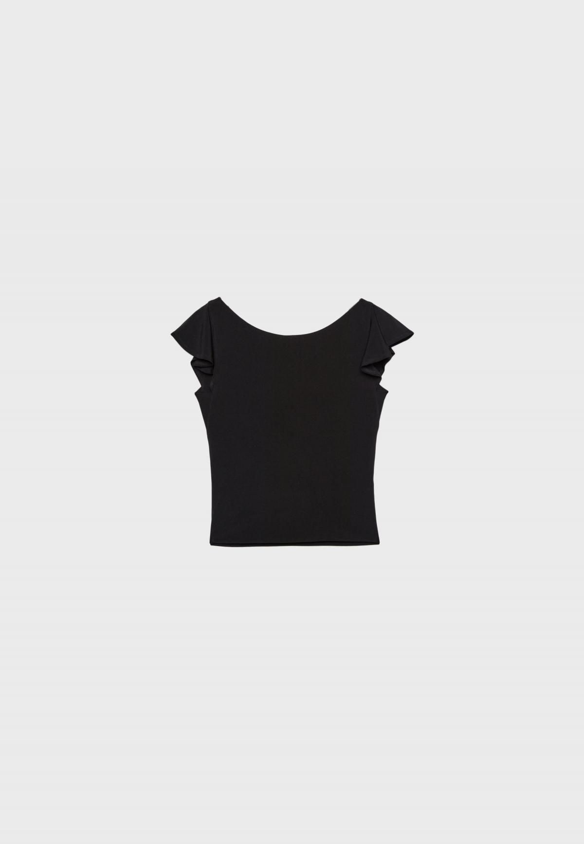 스트라디바리우스 러플 오픈백 블랙 반팔 탑 8072/188 BLACK - 상품 이미지
