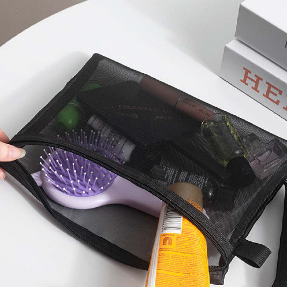 메쉬파우치 화장품 메이크업 여행용 망사파우치 A01