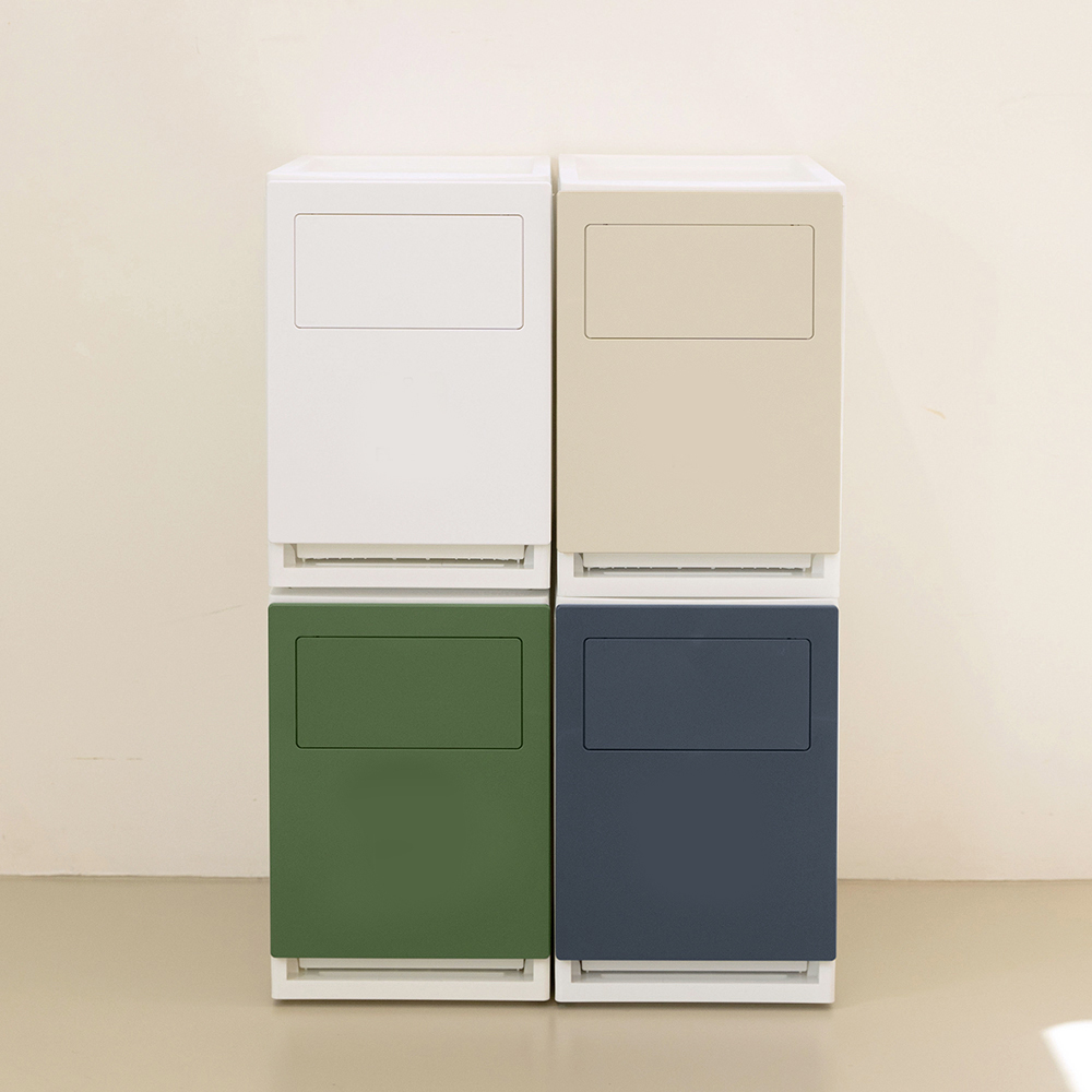 [도착보장] 디큐브 가정용 재활용 분리수거함 1단 푸쉬타입