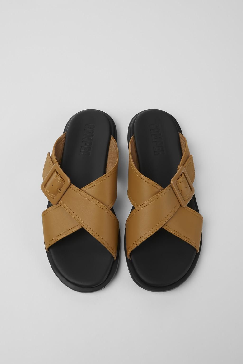 캠퍼 브라운 레더 스트랩 샌들 Edy K201384-001 BROWN - 상세 이미지 4