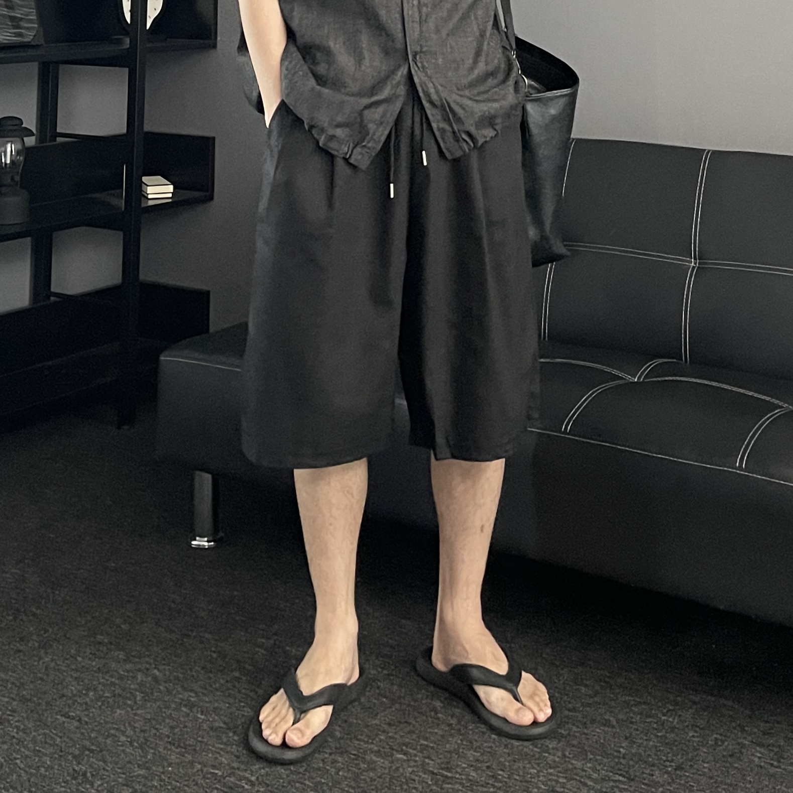 1+1 남자버뮤다팬츠 흰반바지 남자와이드반바지 이미지 7