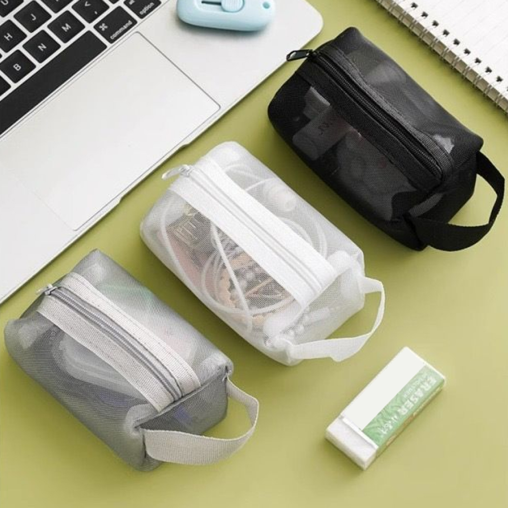 메쉬파우치 화장품 메이크업 여행용 망사파우치 A01