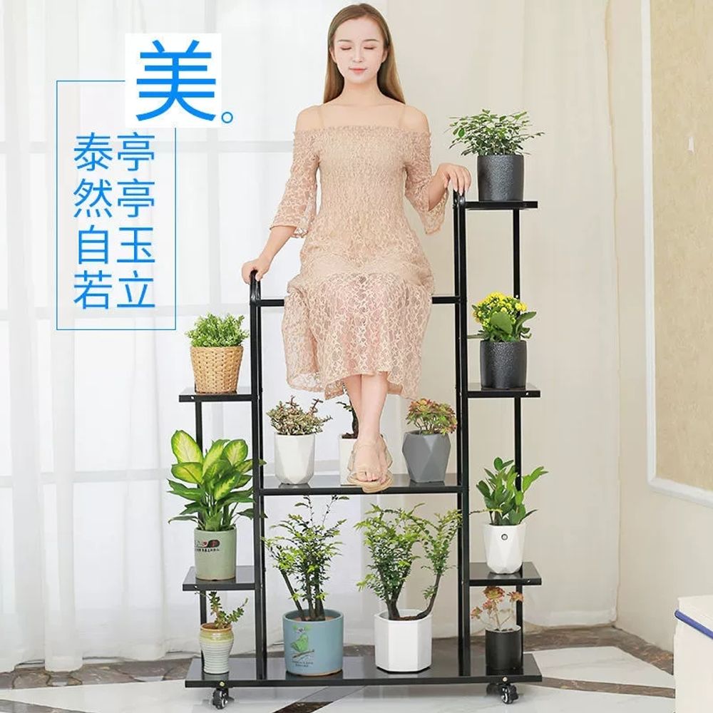 철재화분선반 받침대 진열대 정리대 2단 거치대 화분 다육 I. 6 층 검은 색 단일 프레임 - 상세 이미지 4