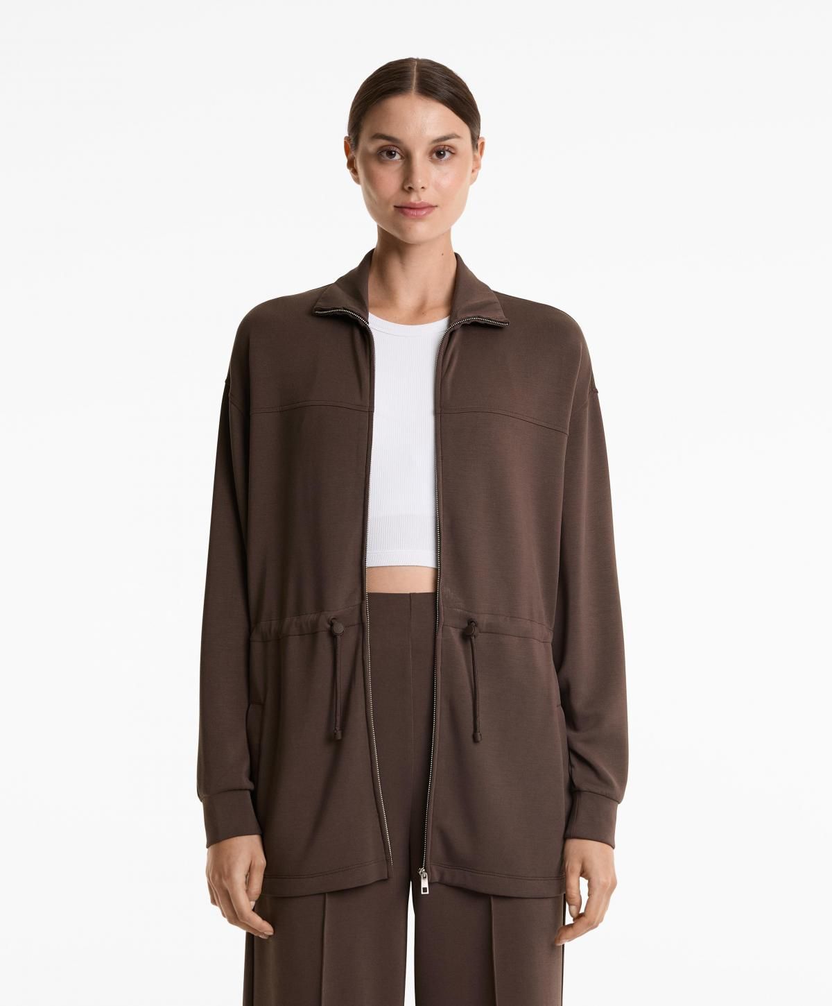 오이쇼 소프트 모달 하이넥 스트링 롱 자켓 3854/791 DARKBROWN - 상세 이미지 2