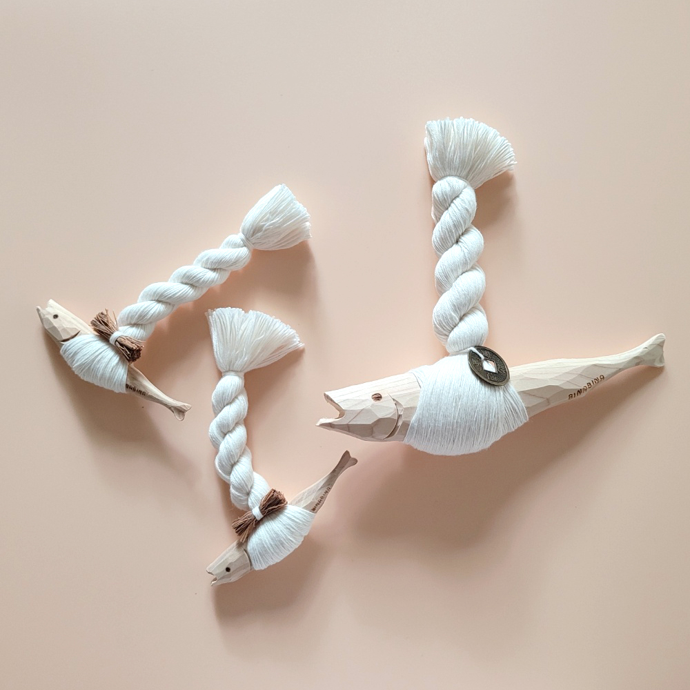 [명장 수제작] 편백나무 행운 비나비나 액막이명태 북어 부적 18cm (이사 개업 기념일)