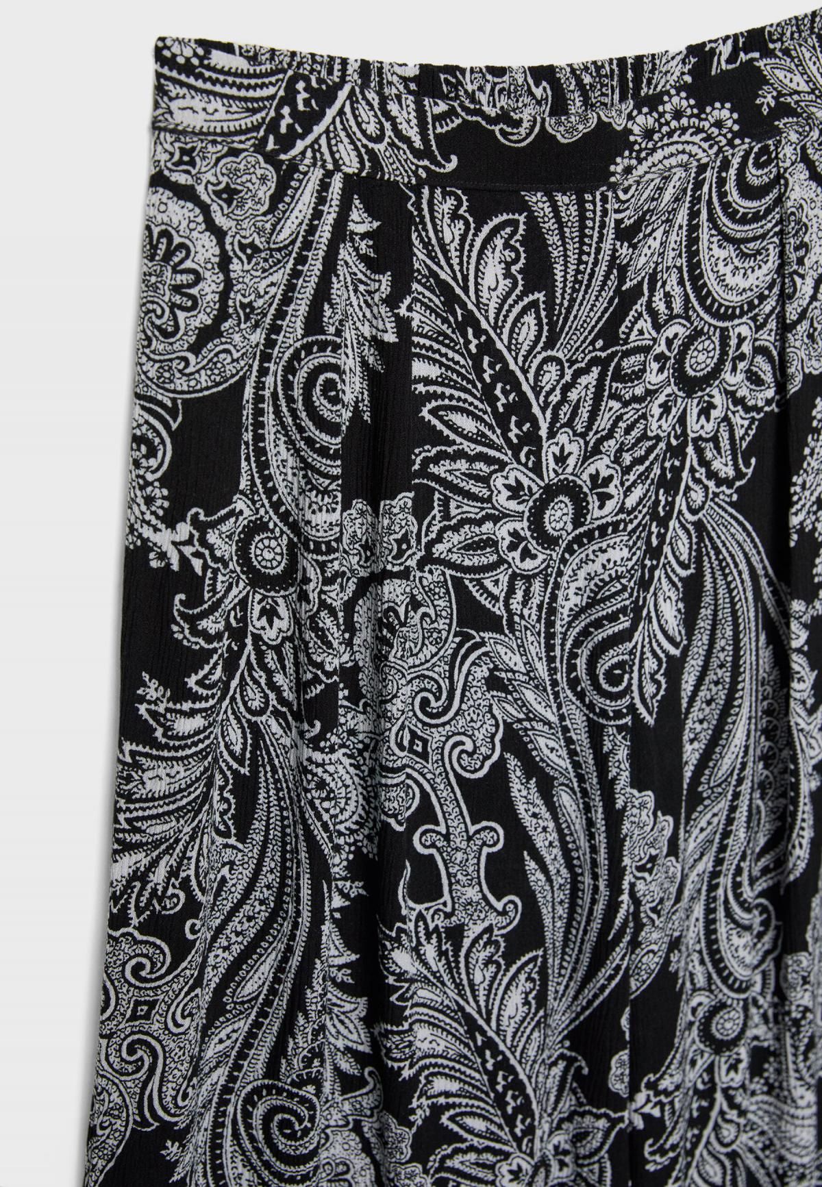 스트라디바리우스 페이즐리 프린트 와이드 하이웨이스트 팬츠 1205/459 BLACK - 상세 이미지 3
