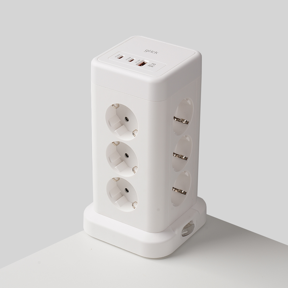 지클릭커 타워 12구 고용량 4000W USB 출력 멀티탭 NP712PD 화이트 제품 이미지