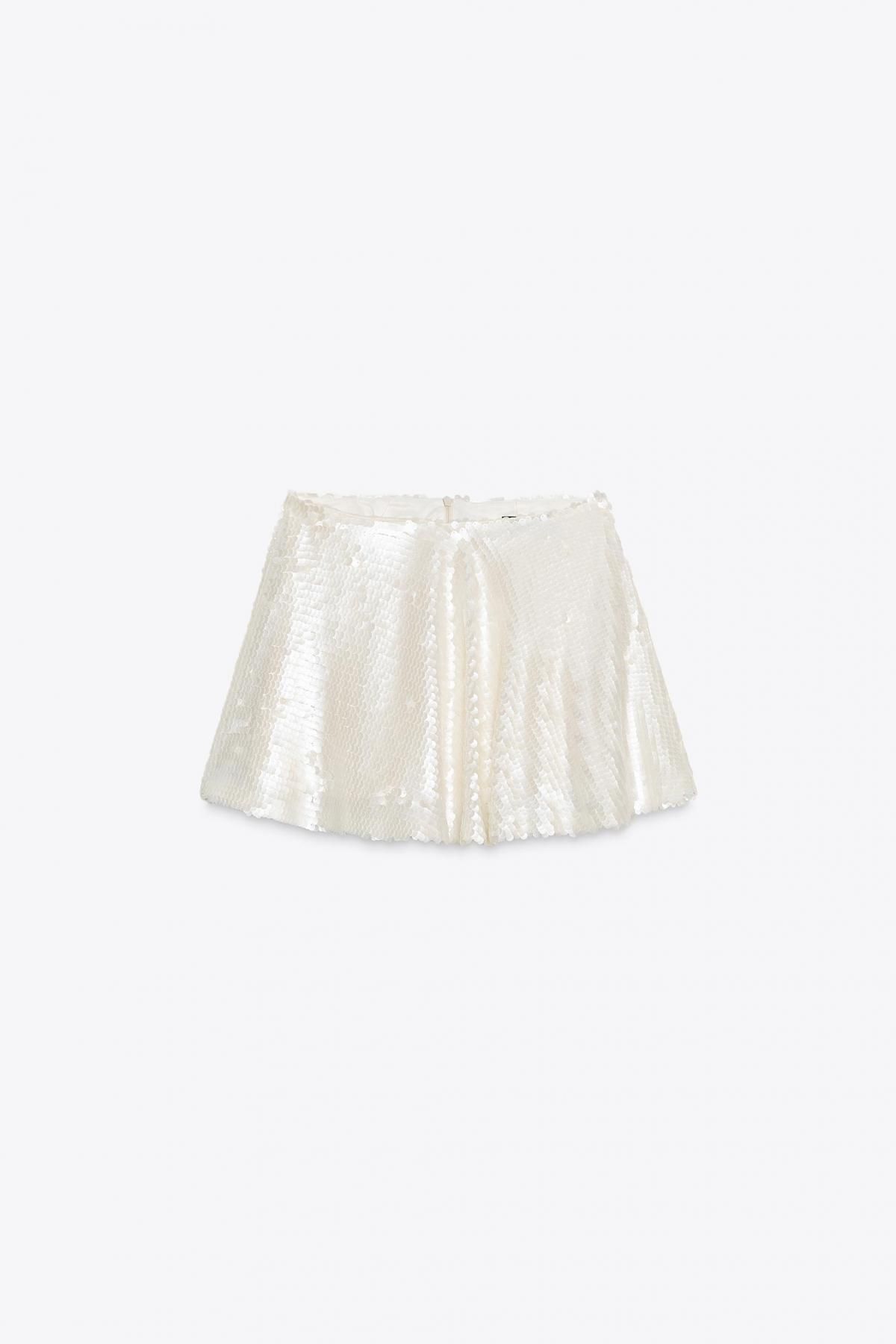 자라 시퀸 플레어 미니 스커트 팬츠 8296/728 PEARL / BEIGE - 메인 이미지