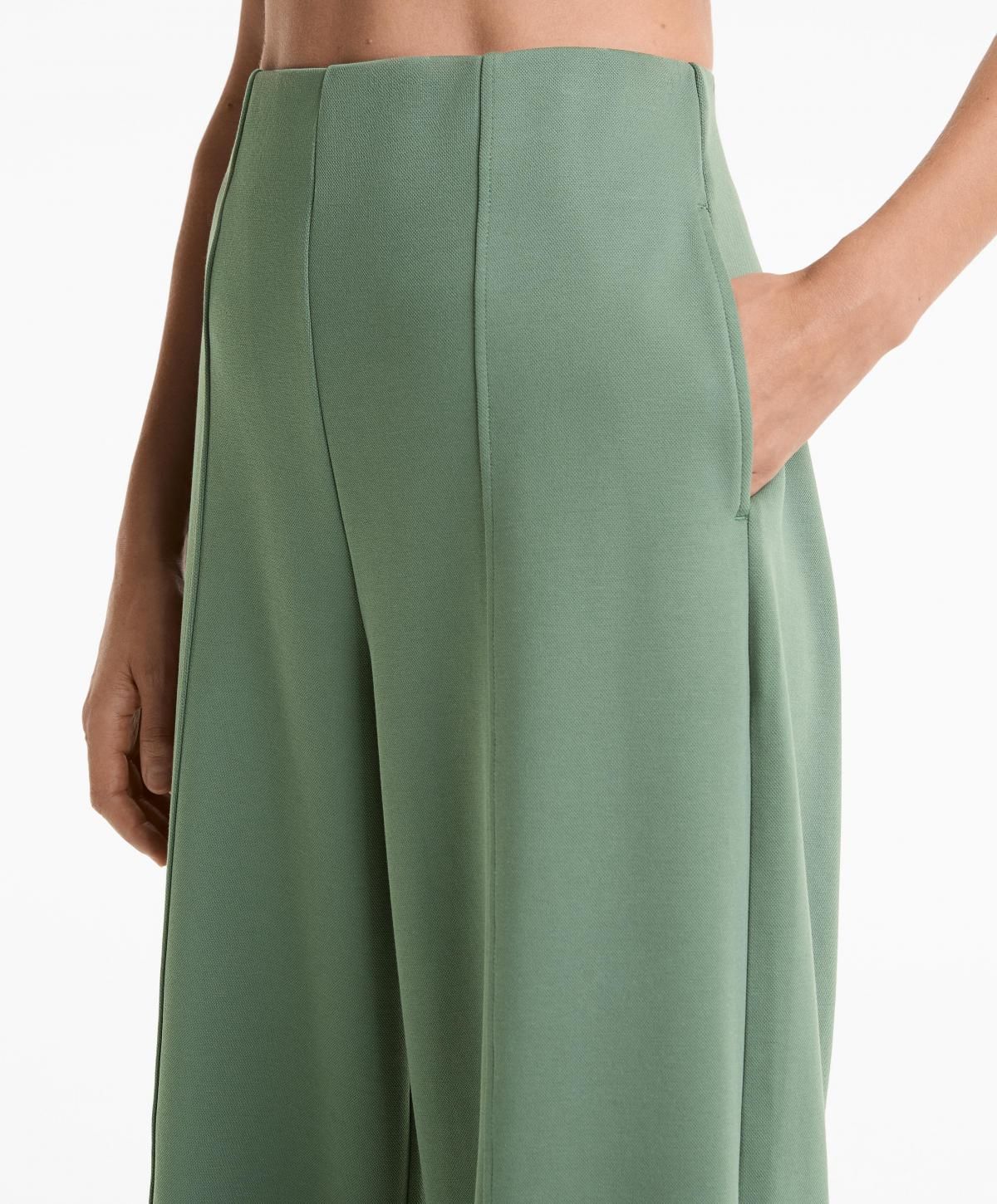 오이쇼 슈퍼 하이라이즈 코튼 피케 와이드 팬츠 3376/732 WASHEDGREEN - 상세 이미지 3