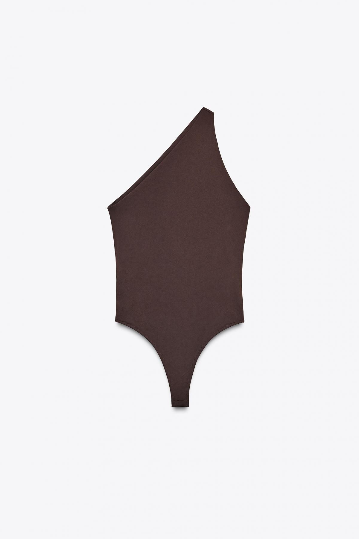 자라 비대칭 폴리아미드 민소매 바디수트 1026/300 DARK BROWN - 메인 이미지