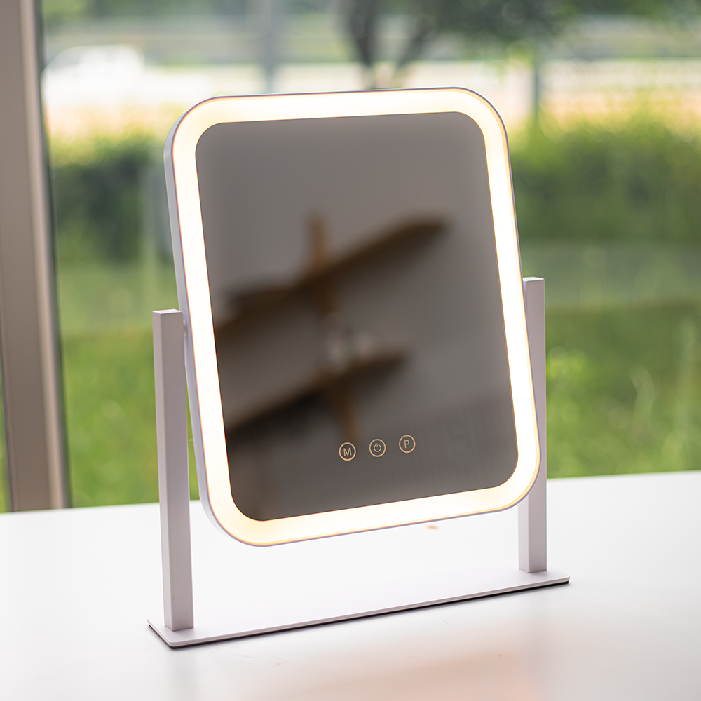 비욘드퍼니싱 무선 LED 조명 탁상용 화장 거울 라운드 화장대 스탠드