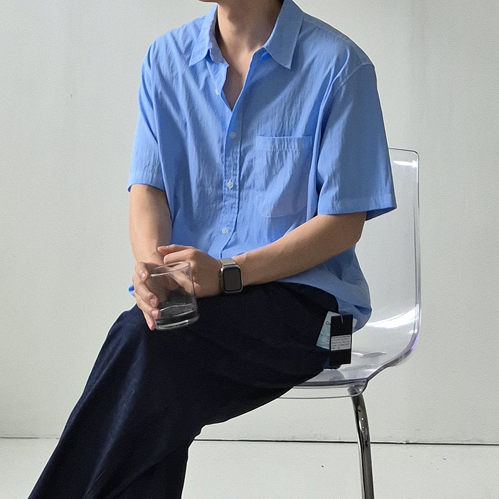 남자반팔셔츠 피그먼트 오버핏 나일론 여름 남방 남자 셔츠