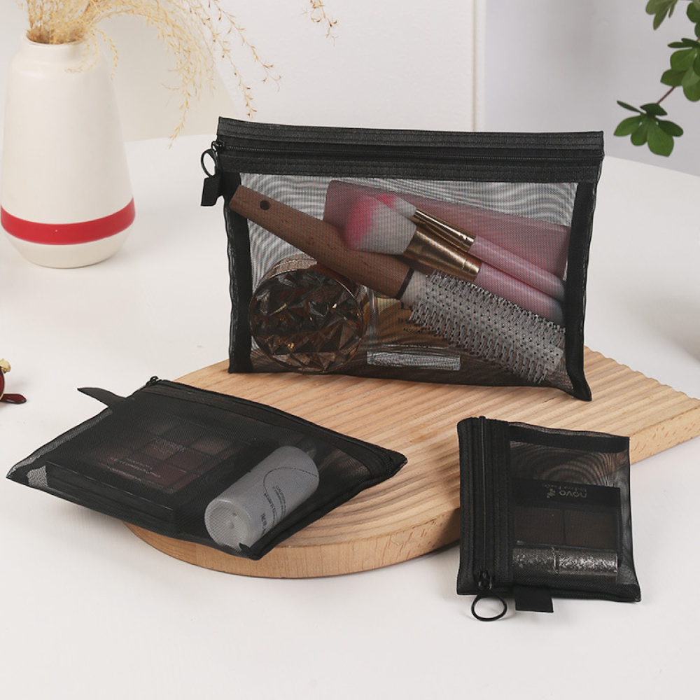 메쉬파우치 화장품 메이크업 여행용 망사파우치 A01