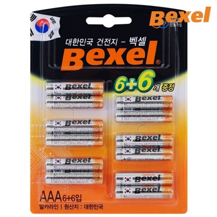 벡셀 AAA 건전지 6+6입 벡셀건전지 건전지세트 AAA베터리 - 상품 이미지