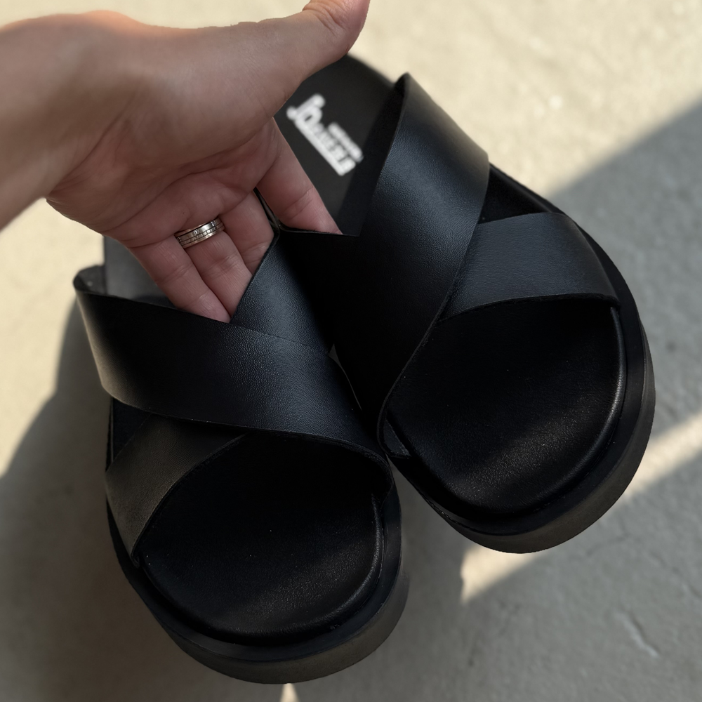 4cm 미니멀 크로스 스트랩 슬리퍼 - 상품 이미지
