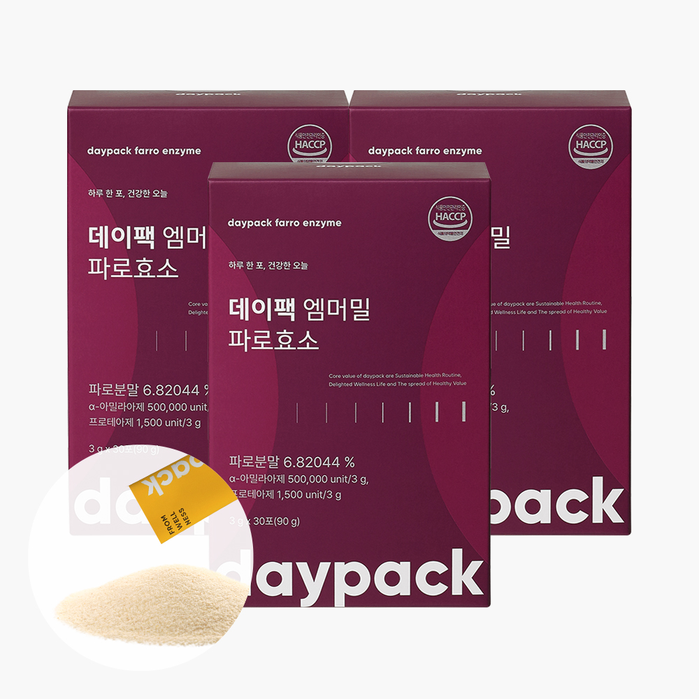 [런칭특가] 데이팩 엠머밀 파로효소 이탈리아산 고대 곡물 발효 30포, 3개