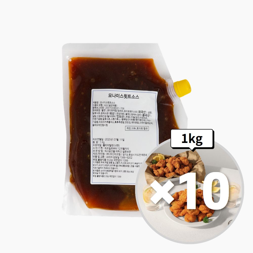 맛붐 양념치킨 소스 1kgX10ea 모나미스윗트소스 - 메인 이미지
