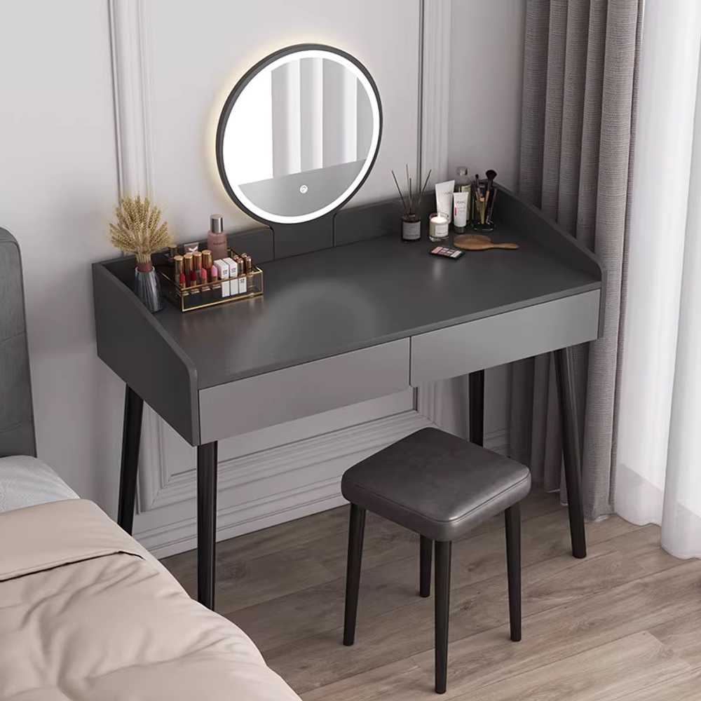 남자 화장대 콘솔 슬림 포인트 서랍 블랙 모던 거울 60cm - 상세 이미지 5