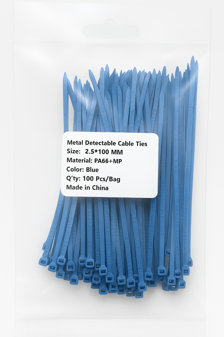 HACCP 식품공장 금속검출 케이블타이 2.5x100mm 청록 PA66 (100개입) - 상세 이미지 2