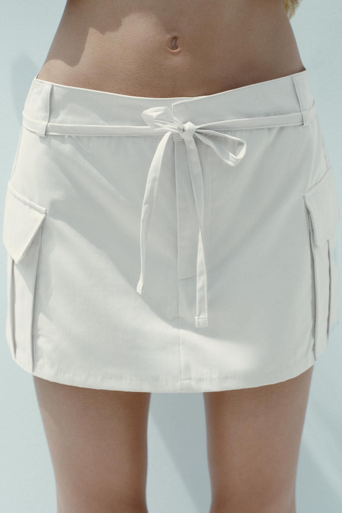 자라 유틸리티 카고 포켓 미니 스커트 팬츠 4391/504 OYSTER-WHITE - 상세 이미지 4