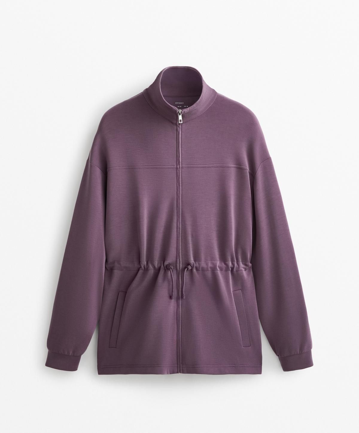 오이쇼 모달 소프트 하이넥 롱 집업 재킷 4913/791 LILAC - 상품 이미지