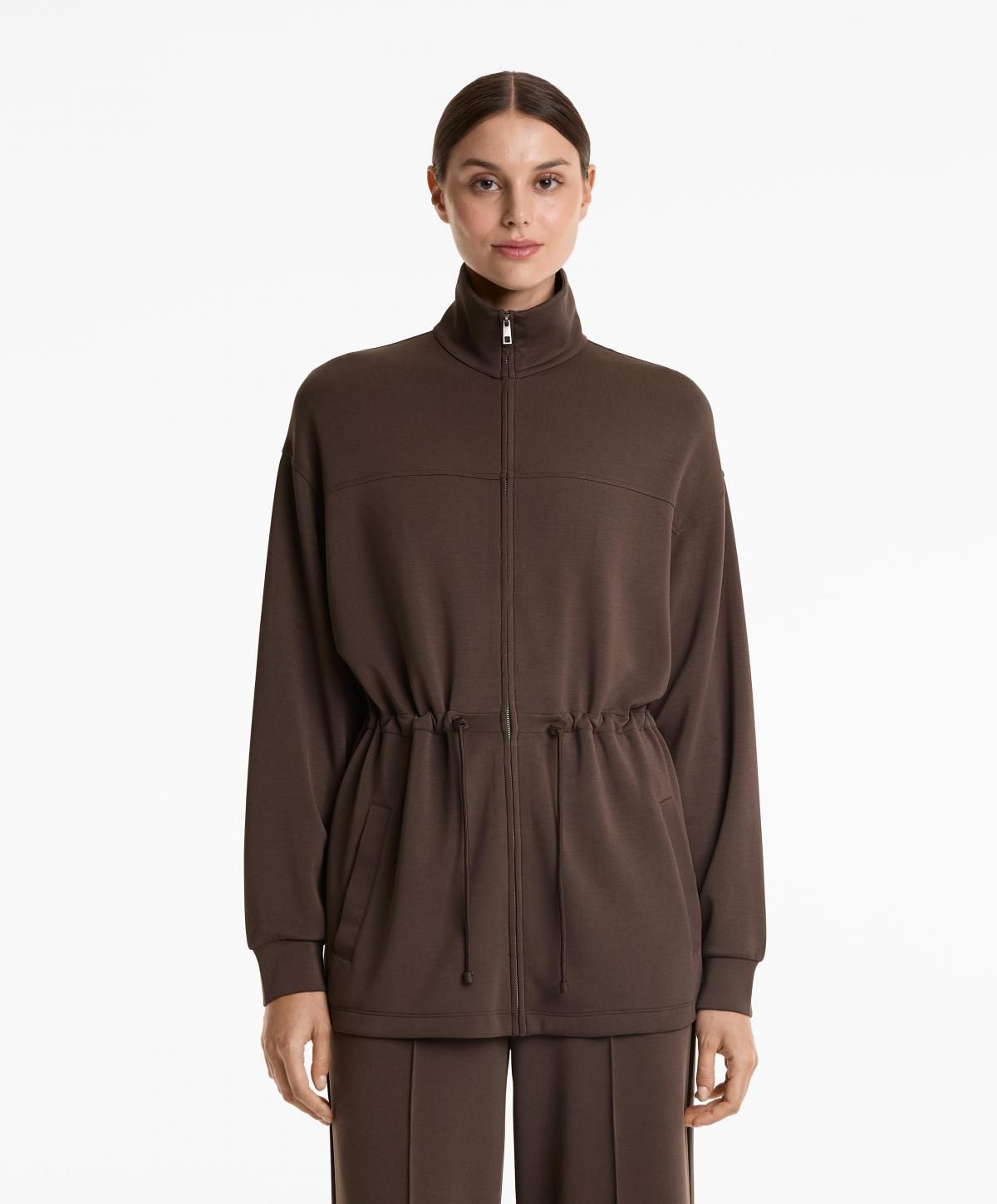 오이쇼 소프트 모달 하이넥 스트링 롱 자켓 3854/791 DARKBROWN - 상세 이미지 3