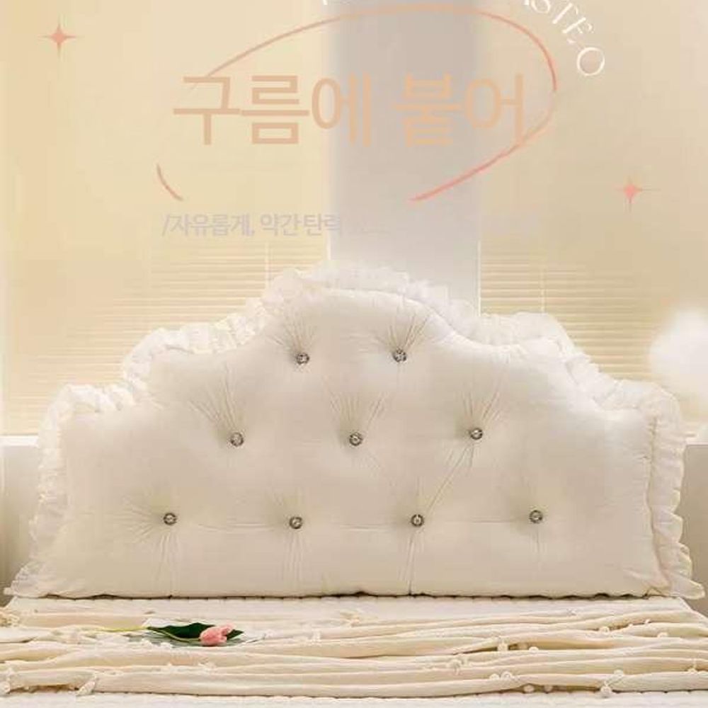 침대헤드 등받이 헤드쿠션 쇼파 A. 핑크 데이지 밀크 화이트, A. 80CM 등받이 주문 - 상품 이미지
