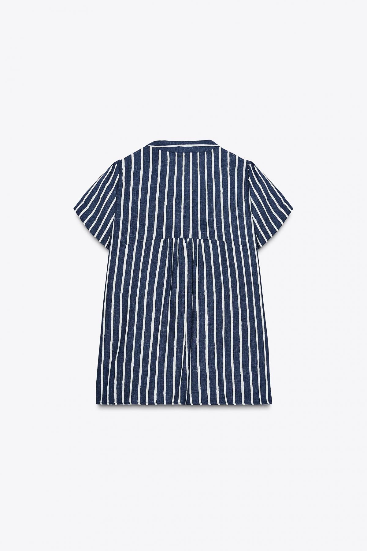 자라 스트라이프 린넨블렌드 반팔셔츠 8084/669 BLUE/WHITE - 상세 이미지 4