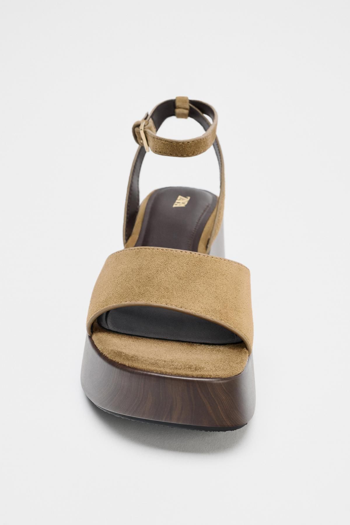 자라 스웨이드 플랫폼 스트랩 샌들 3327/610 DARK TAN - 상세 이미지 5