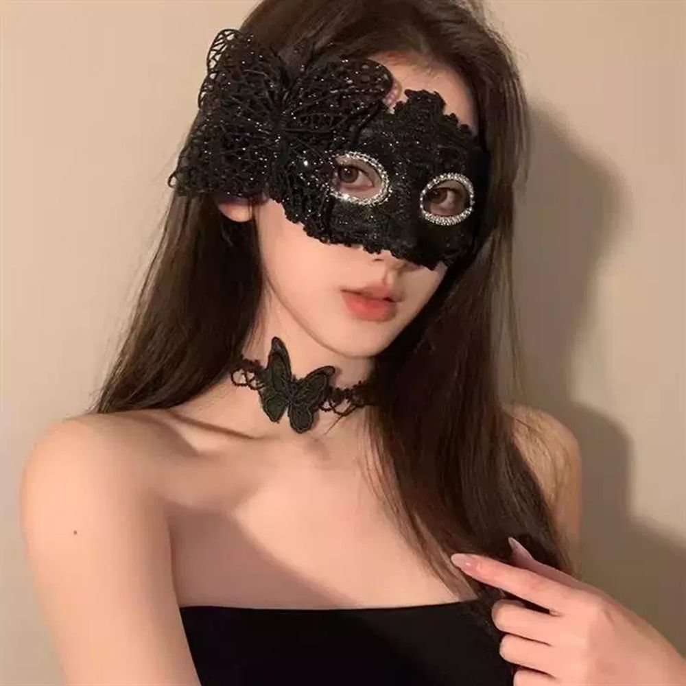 베네치아가면 레이스 무도회 반가면 섹시한 베 A. 흰나비 깃털 마스크 약간 가루가 묻어나오 - 상세 이미지 3