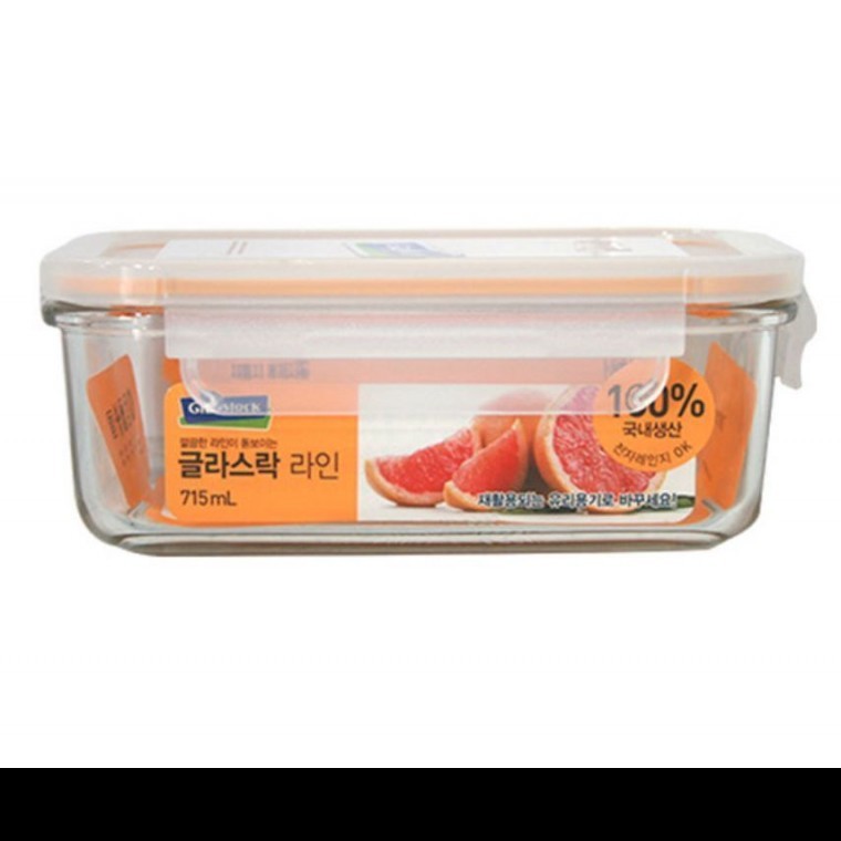 글라스락 직사각 유리밀폐용기 715ml 2-1호 냉장고밀폐용기 유리반찬통 김치통 - 메인 이미지