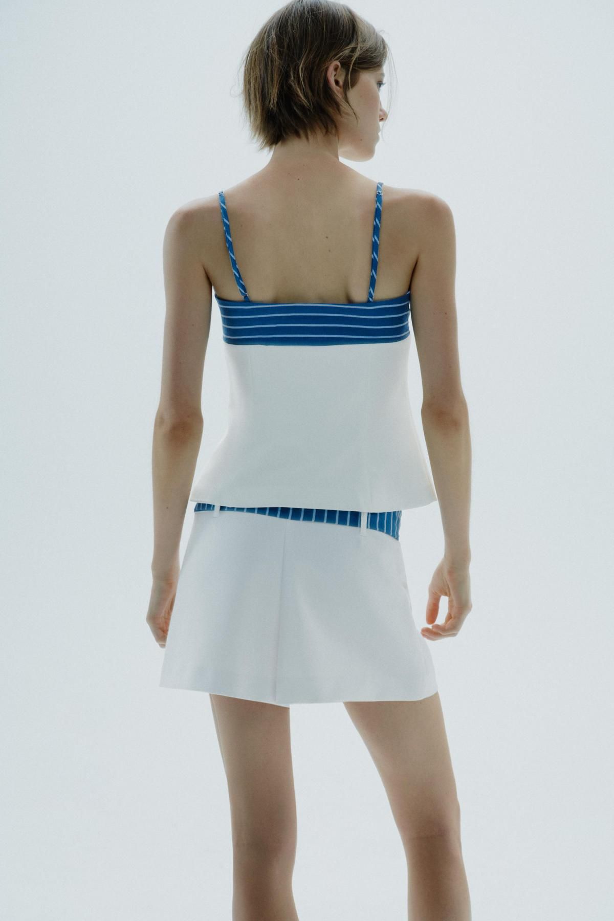 자라 스트라이프 스카프 스커트 팬츠 4661/511 WHITE - 상세 이미지 5