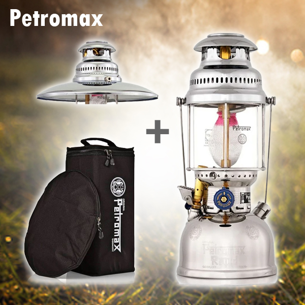 [국내당일발송] Petromax 페트로막스 HK500 랜턴갓 가방 세트 캠핑용 가압식 등유랜턴 크롬 황동 (HK500본품+랜턴갓+보관가방) - 상품 이미지