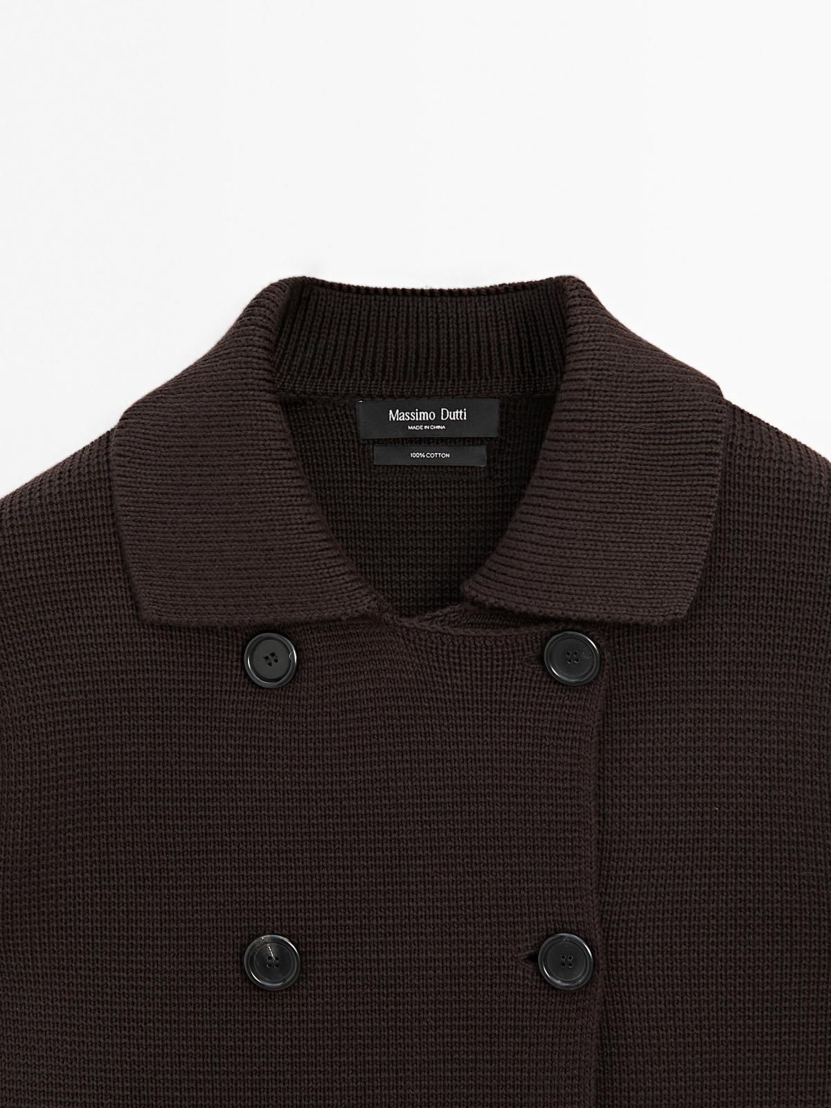 마시모두띠 100 코튼 더블브레스트 니트 가디건 5659/575 BROWN - 상세 이미지 5