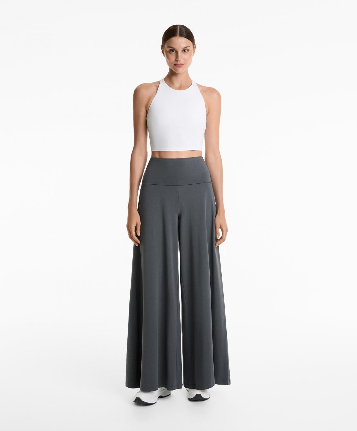 오이쇼 코튼 혼방 폴드오버 와이드 팔라조 팬츠 3363/736 STEEL - 상세 이미지 2