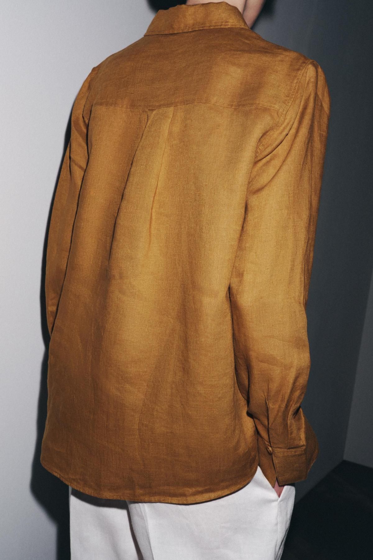 자라 내추럴 린넨 긴팔 셔츠 5344/241 OCHRE - 상세 이미지 4