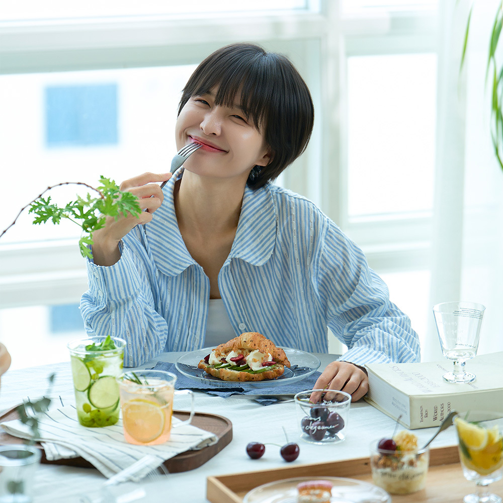 라세라미끄 클레어 레터링 유리 글라스 디저트 앞 접시 브런치 그릇 18cm - 상세 이미지 5
