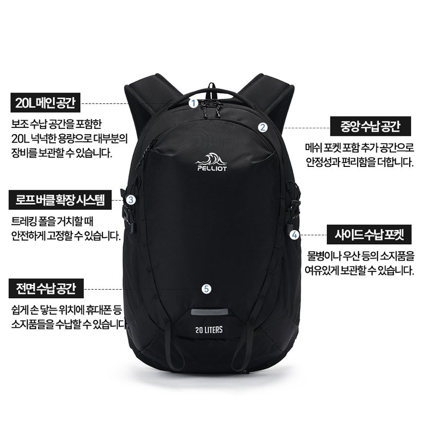 펠리엇 클래식 키르하 20L 백팩 방수 아웃도어 등산 하이킹 트레킹 가방 105025008 - 상세 이미지 5