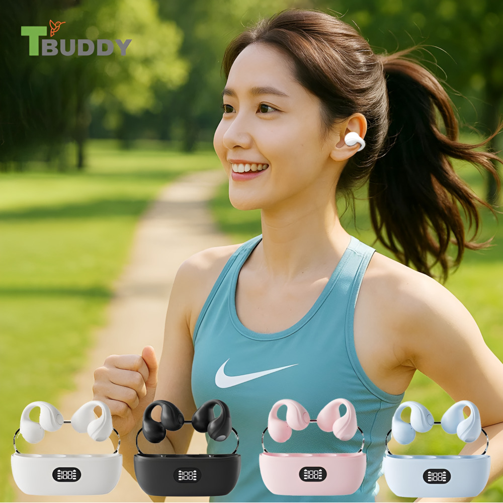 티버디 골전도 블루투스 이어폰 오픈형 무선이어폰 퓨어화이트 런닝 스포츠 귀안아픈 귀걸이형