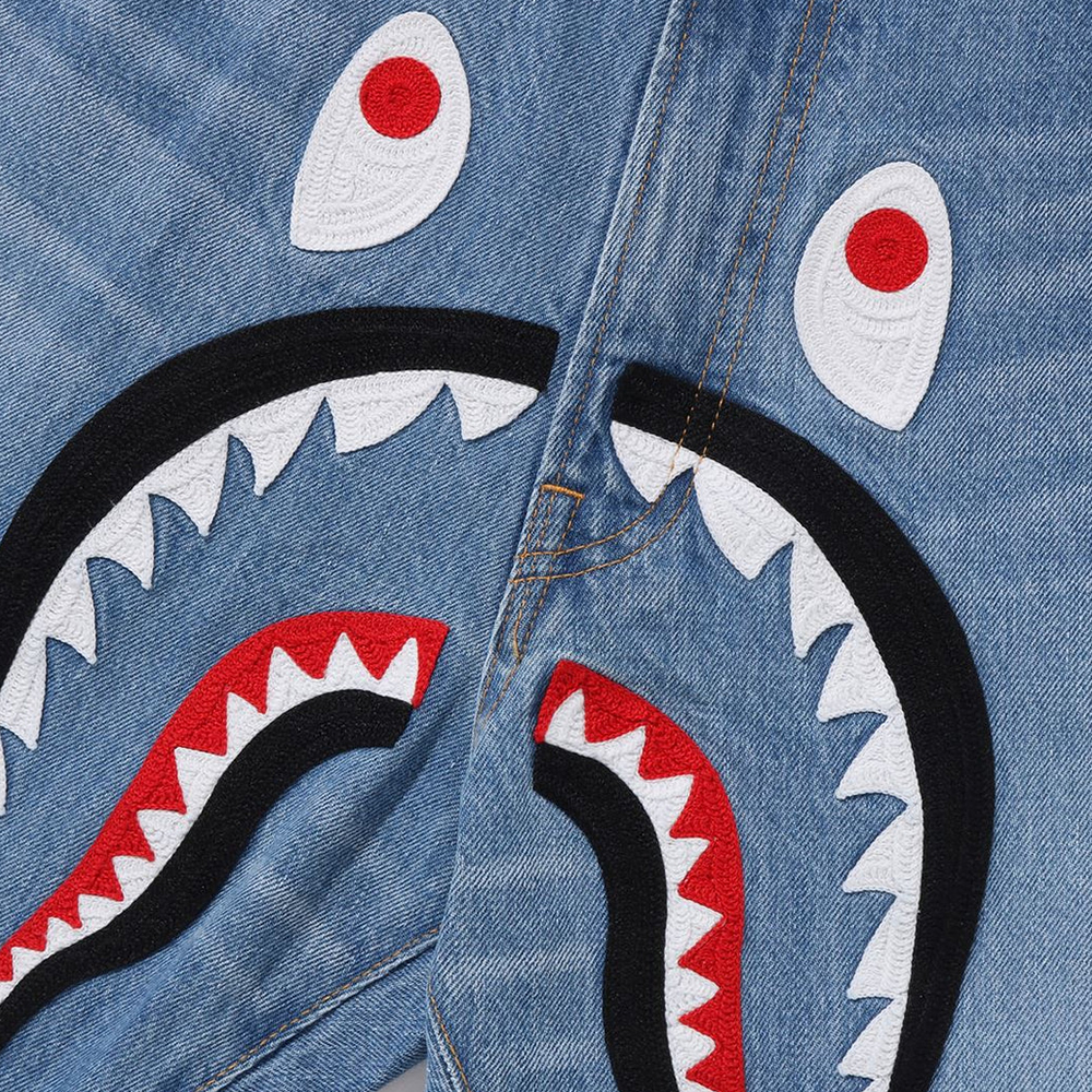 베이프 바지 SHARK LOOSE FIT 13 OZ DENIM PANTS 1L80-150-006 - 상세 이미지 2