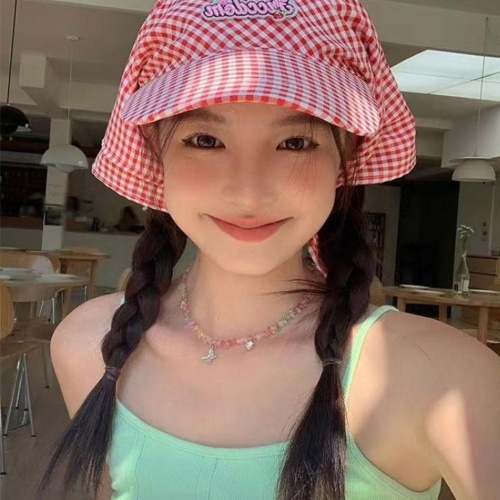 체크 스카프볼캡 캡모자 두건 휴양지 기미가리는 모자 이미지 6