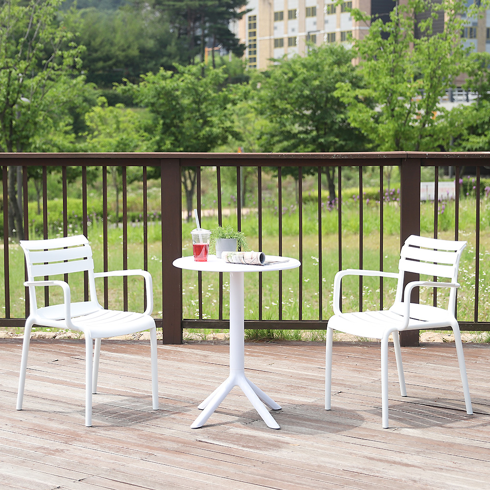 (2인세트)오로라 암체어 플라스틱 테라스 정원 카페 야외테이블 의자